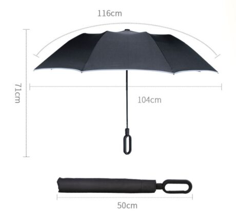 Umbrella with carabiner handle